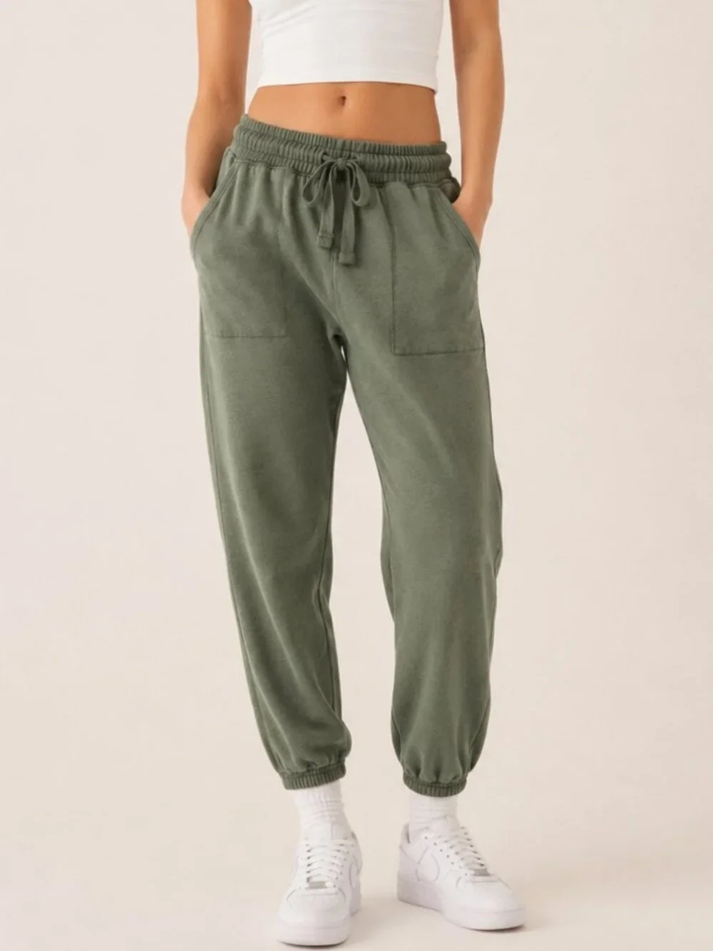 Aerie Olive Green Lounge Joggers Women's Size Small Drawstring Pocket Sweatpants - Picture 1 of 11